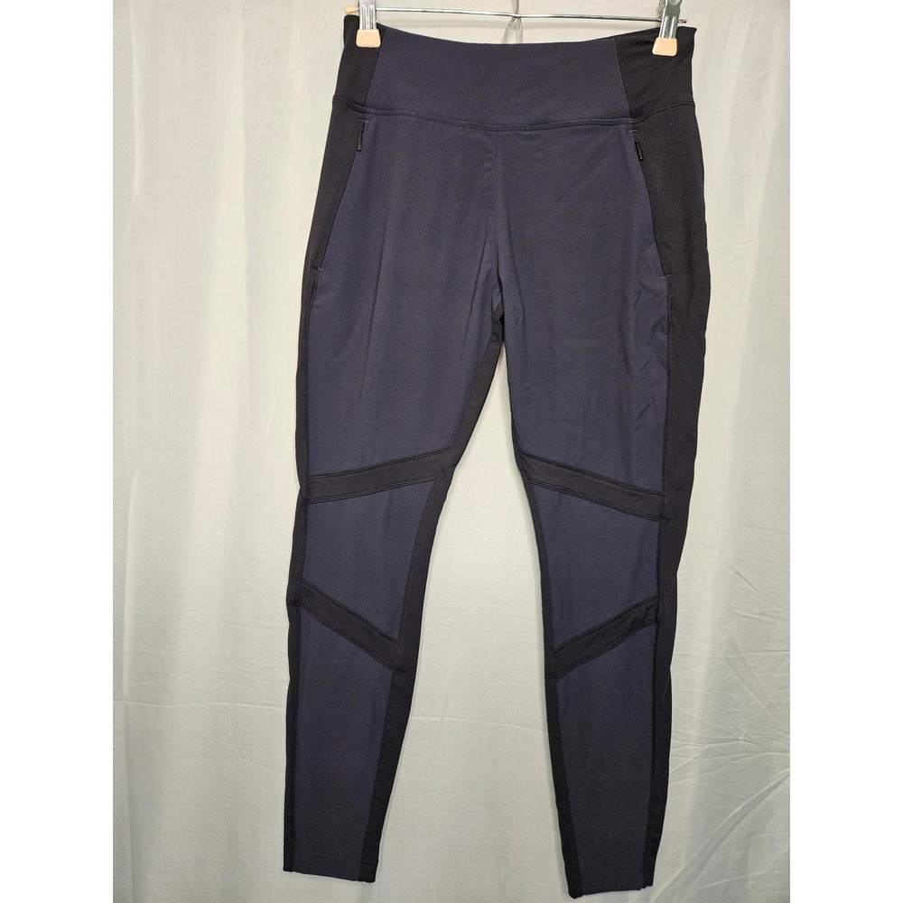 Athleta Metro Moto Leggings Womens 6P Navy Blue Black High Rise Zipper 158825